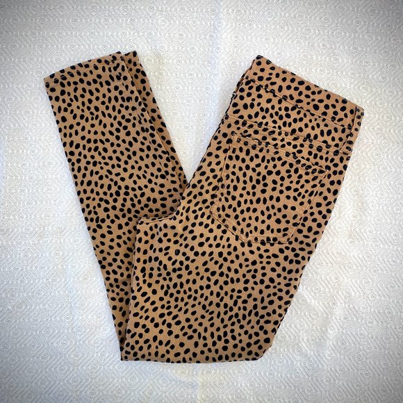 J. Crew 9" Toothpick Stretch Jeans in Cheetah Print, Size 28 - Picture 6 of 11